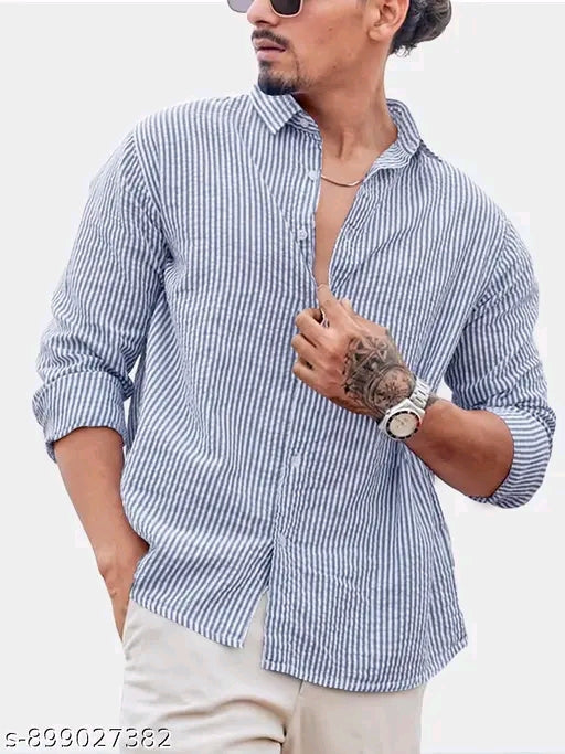 EYEBLOGER full sleeve striped shirt for men