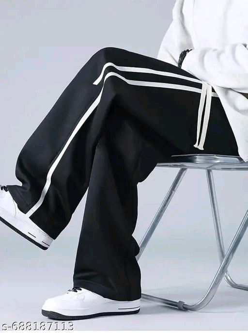 Polycotton track pants with white strips